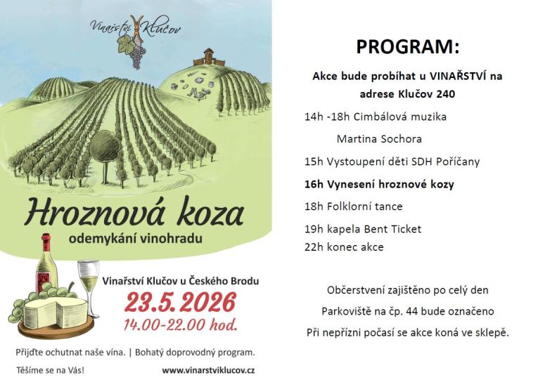Pozvánka na&nbsp;odemykání vinohradu v&nbsp;Klučově